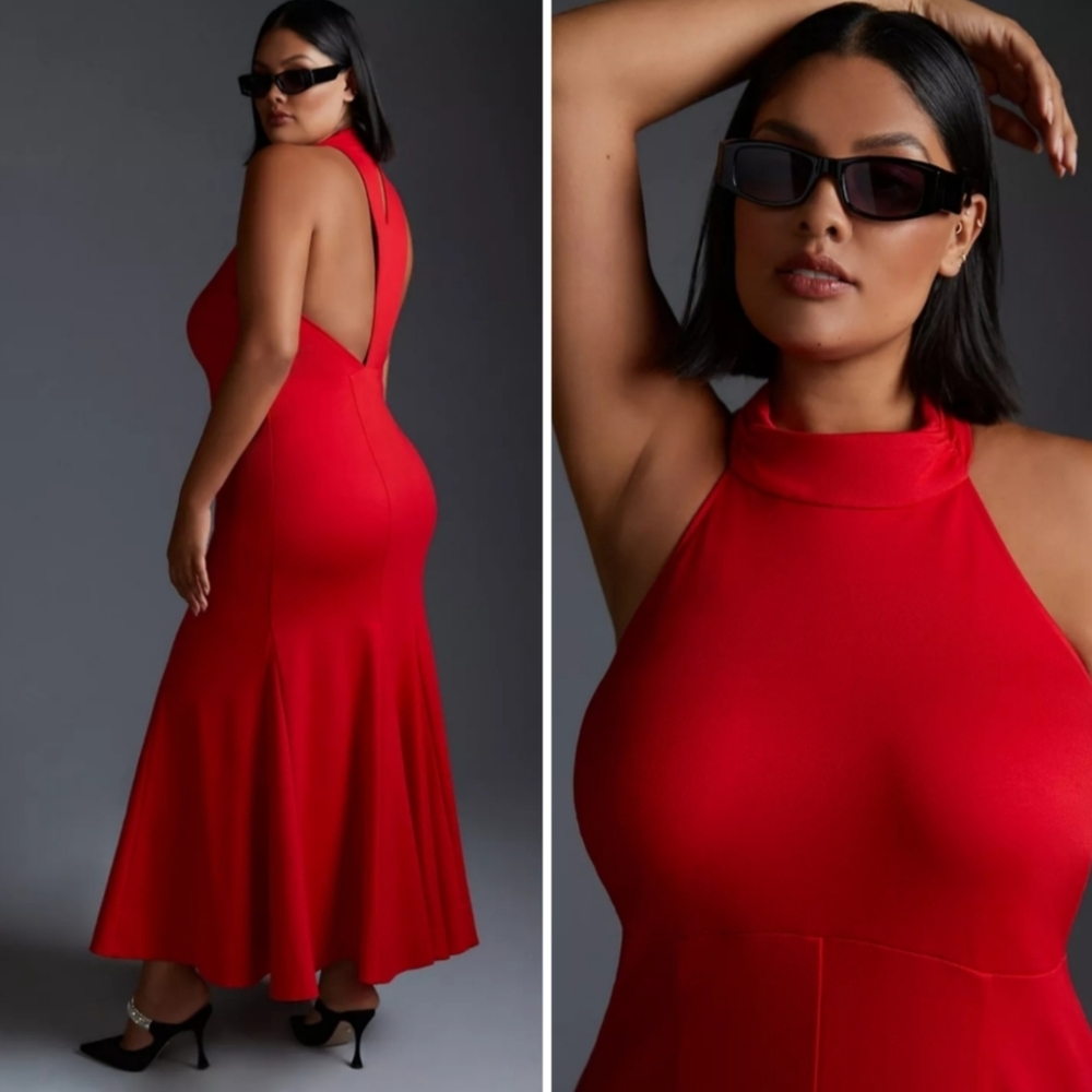 Maeve Red Halter-Back Midi Dress - Picture 5 of 13
